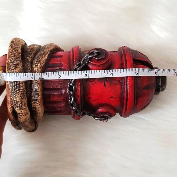 Fire Hydrant Red Coin Resin Money Bank Fire Hose Vintage Childs Fireman - Picture 9 of 12